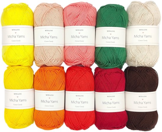 Micha Yarns - 10 bollen haakkatoen pakket - 100% katoen haakgaren - 10 x 50gram - Cotton Candy - Autumn (005)