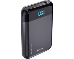 Siltcon® Ultra Compacte Powerbank 10000 mAh - 22.5W Snellader – USB-C / A - LED Indicatie - Noodpakket – Universeel voor Telefoons, Tablets & Meer– 2 Poorten - Zwart
