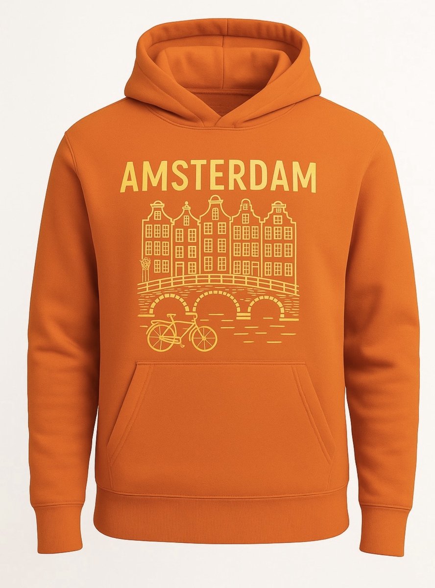 Hoodie Fiets Amsterdam - Oranje - L