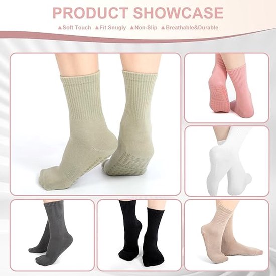 6 paar - Sokken - Sportsokken - Antislip Sokken - Yoga Sokken - sokken dames - Antislip Yoga Pilates Sokken - Professionele Yogasokken Dames - Dames hoge Pilates - Fitness Sokken - Antislip sportsokken van Merkloos — afbeelding 4