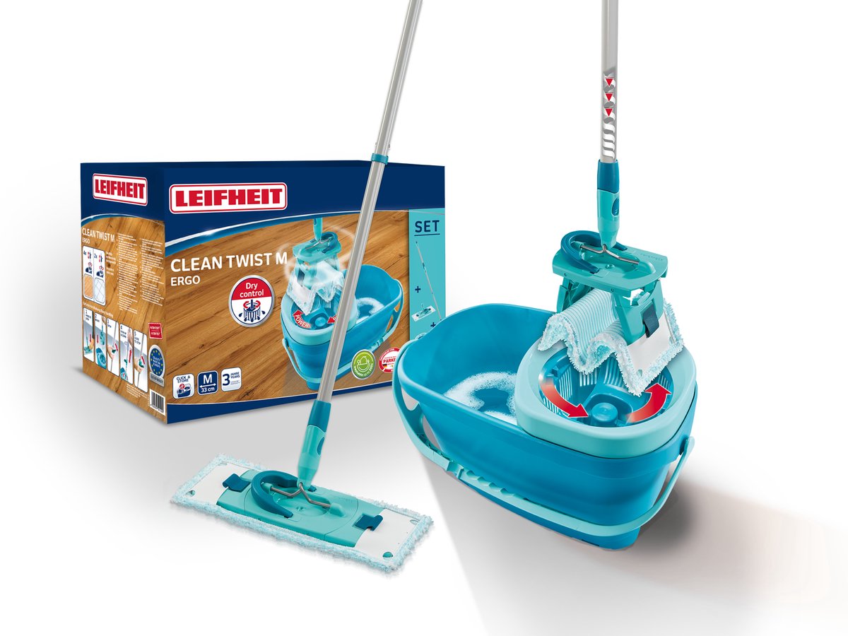 Leifheit - Clean Twist vloerwisser m klittenband ergo - 33 cm dweil set compleet