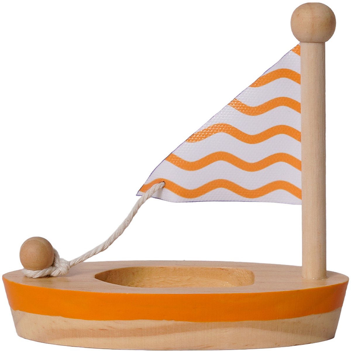 Speelgoedtopdeals - Houten Boot - 12,5 cm - Houten Speelgoed - Zeilboot