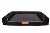 Panier pour chien Dogeste XXL - pour grands chiens - codura imperméable - rembourrage en mousse - housse amovible - noir avec intérieur gris