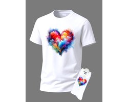 Valentijnscadeau - Valentijn cadeau - Love - Giftset - Hart - Shirt - T-shirt Liefde - Cadeau set shirt met sokken - Grappig cadeau voor vrouw en man - Valentijnsdag - T-shirt voor dames en heren met tekst - Maat L