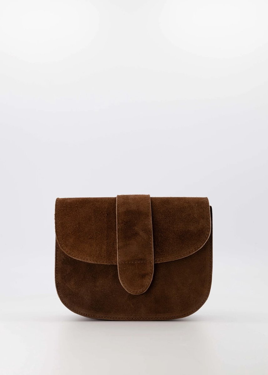 Suede leren crossbodytasje- bruin - Maan