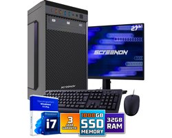 Intel Compleet PC SET | Intel Core i7 | 32 GB DDR4 | 1 TB SSD + 27 Inch Monitor + Muis + Toetsenbord | Windows 11 Pro + WiFi & Bluetooth