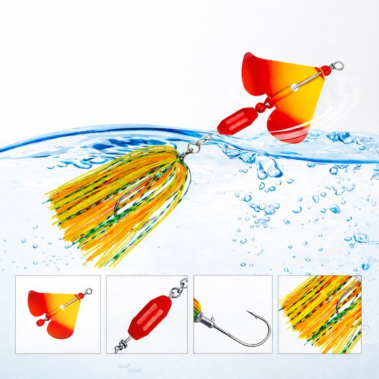 S&D - Buzzbait Set 6 Stuks - Spinnerbait Hart Kunstaas 19g - Voor Snoek, Baars, Roofvis & Forel van S&D — afbeelding 2