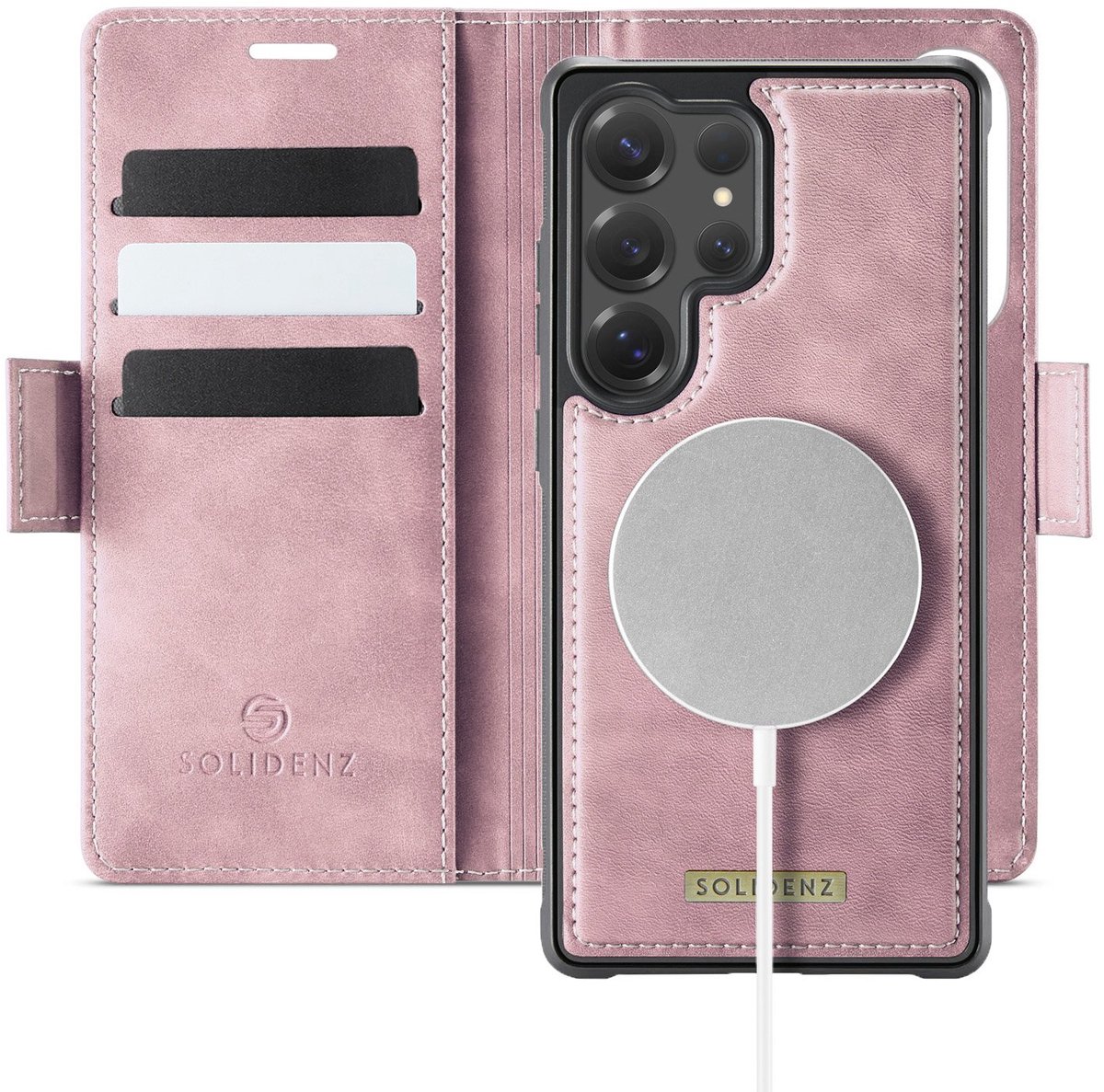 Solidenz hoesje – Geschikt voor Samsung Galaxy S26 Ultra – Luxe 2-in-1 Hoesje geschikt voor MagSafe – Afneembare case – Roze