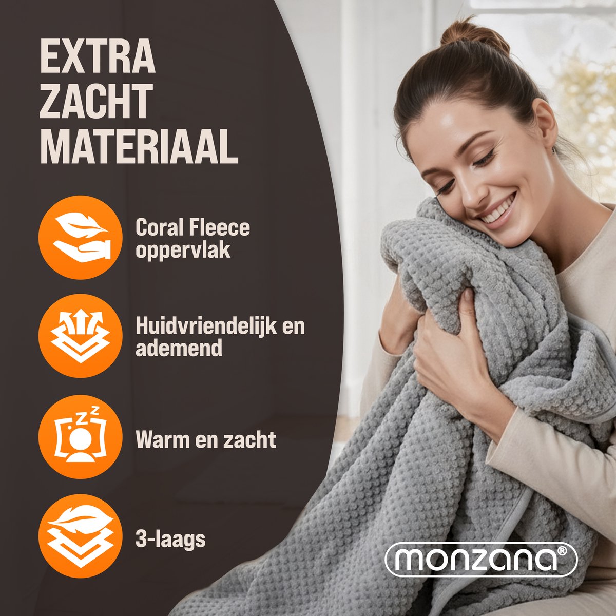 Monzana Warmtedeken Elektrisch Fleece 160x140cm Koraal - afbeelding 3