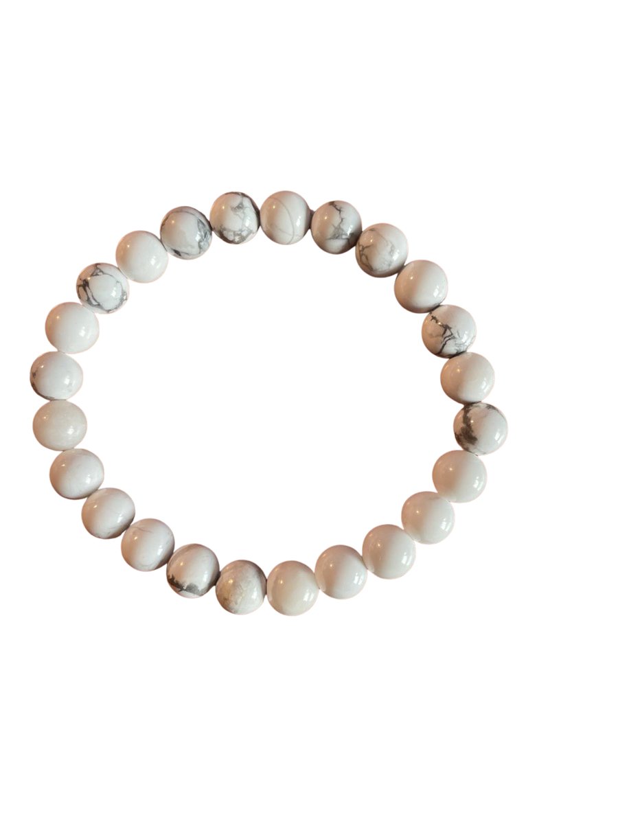 Witte Jaspis Armband – 18 cm - 8 mm kralen - Rust- Eenvoud