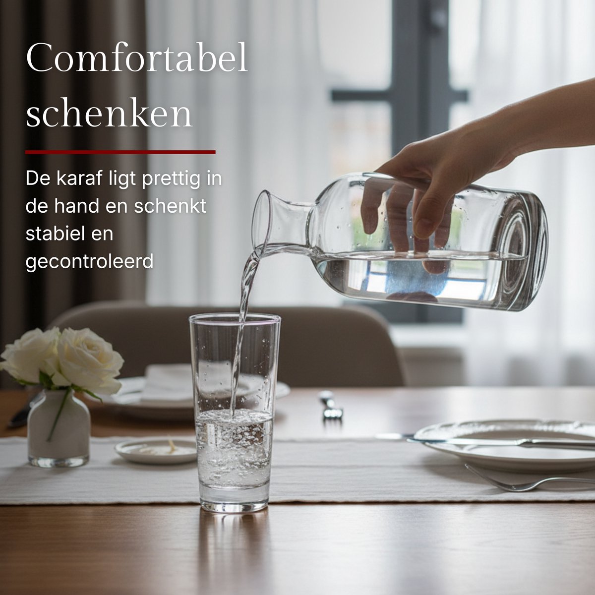 Mémoire® Acqua di Fumo Waterkaraf Set – Luxe Water Karaf met 4 Bijpassende Glazen en Houten Bal– Gerookt Glas Effect – Inclusief Houten Afsluitbal – Design Tafelset – Stijlvol Cadeau voor Thuis, Tafel en Designliefhebbers — cadeau in Koken & Dineren - foto 3