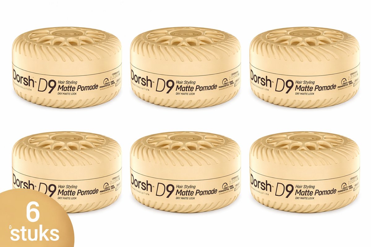 Dorsh Haar Wax D9 Matte Pomade Dry Matte Look - 6 Verpakking - 150ml