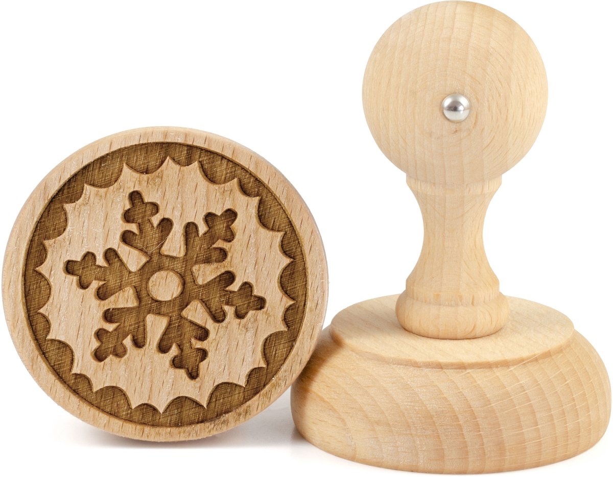 Folkroll motief koekjesstempel sneeuwvlok, Ø 60 mm, koekjesstempel, bakstempel, koekjesstempel, stempel, beukenhout, 231228