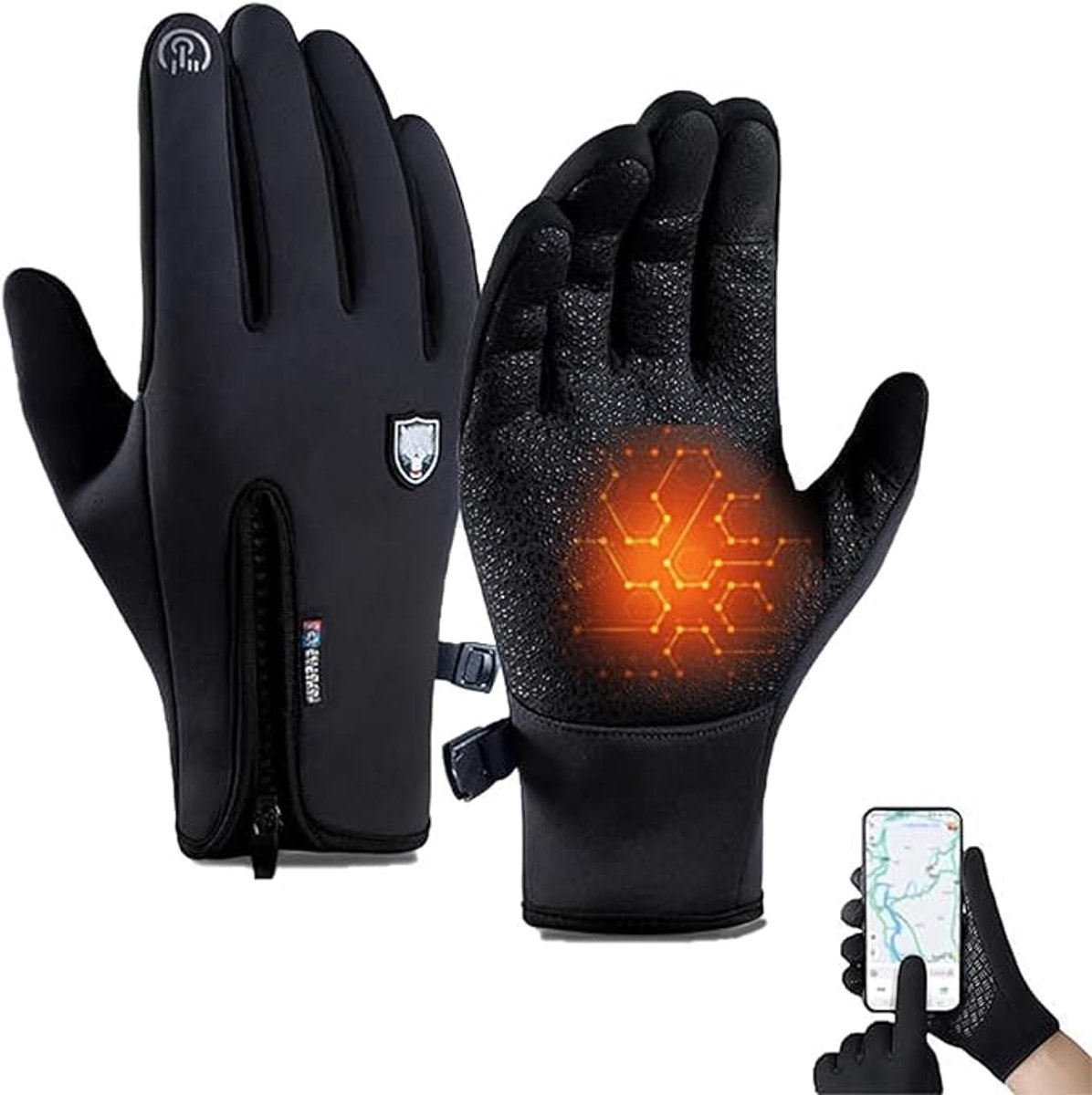 Multifunctionele sporthandschoenen - Thermische winterhandschoenen - Touchscreen-fietshandschoenen - Antislip, waterdicht en winddicht - Zwart/M