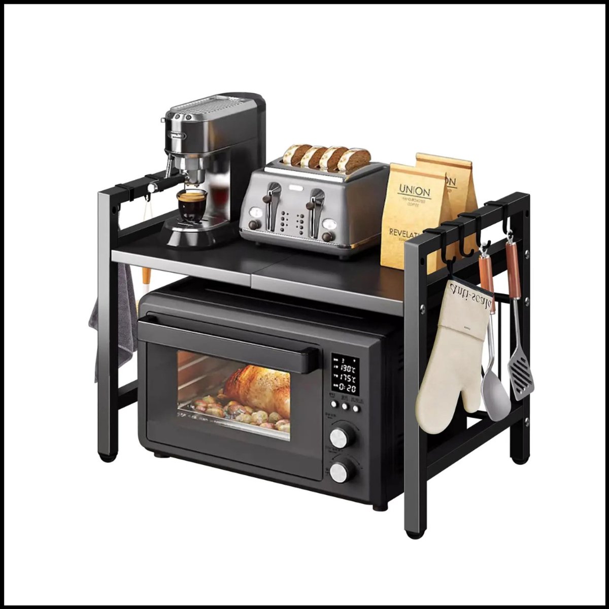 Keuken Opbergrek – Magnetron Plank – Kruiden Organizer – Servies Opslag – Uitbreidbaar 42–64 cm – Roest- en Vochtbestendig