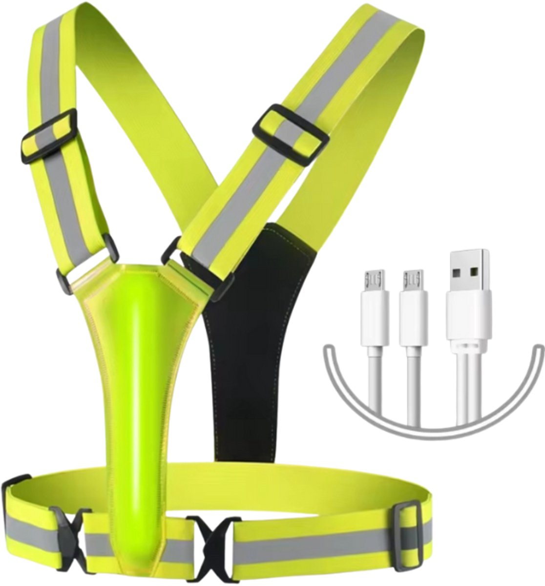 S4D® - Hardloopverlichting - Hardloopvest - Hardloopvest Met Verlichting - Running Vest - Oplaadbaar Via USB, Inclusief Kabel - One Size - Met LED Verlichting Voor En Achter - Groen