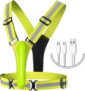 S4D® - Hardloopverlichting - Hardloopvest - Hardloopvest Met Verlichting - Running Vest - Oplaadbaar Via USB, Inclusief Kabel - One Size - Met LED Verlichting Voor En Achter - Groen