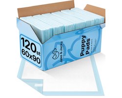 Jake and Jacky Puppy Training Pads 60 x 90 cm - 120 Stuks - met Plakstrip - Zindelijkheidstraining Hond - Hondentoilet - Plasmatjes Hond - Plasdoeken - Puppydoeken - Puppy Matjes Extra Groot