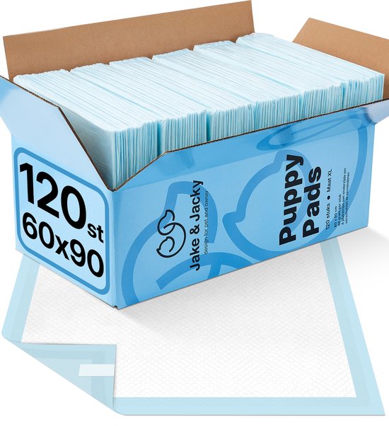 Jake and Jacky Puppy Training Pads - Zindelijkheidstraining - Hondentoilet - XL - 60 x 90 cm - 120 stuks