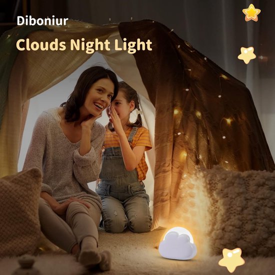 Draagbaar nachtlampje, nachtlampje, wolk, oplaadbaar, voor borstvoeding, nachtlampje voor baby's, bedlampje voor kinderen, decoratie, babykamer, 4 instelbare intensiteiten (wit) van Merkloos — afbeelding 2