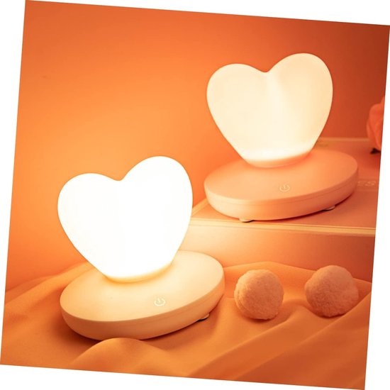 Hartvormig Creatief Kindernachtlampje Oplaadbaar Nachtlampje Voor De Babykamer Nachtlampje Naast Het Bed Led-kinderlampje，10*10*9cm，roze van Merkloos — afbeelding 3