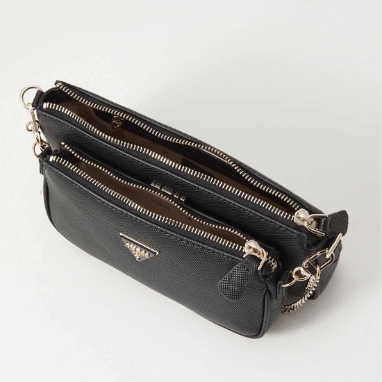 GUESS sac à épaule bandoulière Noelle II Double Pouch Crossbody Bag Black noir