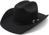 Western cowboyhoed voor dames/heren, klein, kort, brede rand, geschikt voor strand, cowgirls, veehoeders en cowboys-zwart