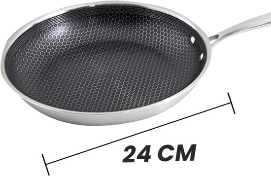 Cheffinger, Koekenpan 24 cm met honingraatcoating en lange handgreep, Zilver van Merkloos — afbeelding 3