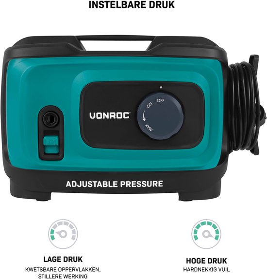 VONROC Hogedrukreiniger V18C - 1800W - 140 bar - drukregelaar - Incl. accessoires van VONROC — afbeelding 4
