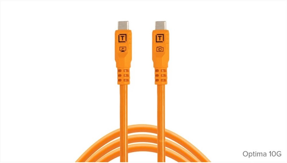 TetherTools TetherPro Optima 10G USB-C 10' (3m) Straight to Straight, High-Visibility Orange