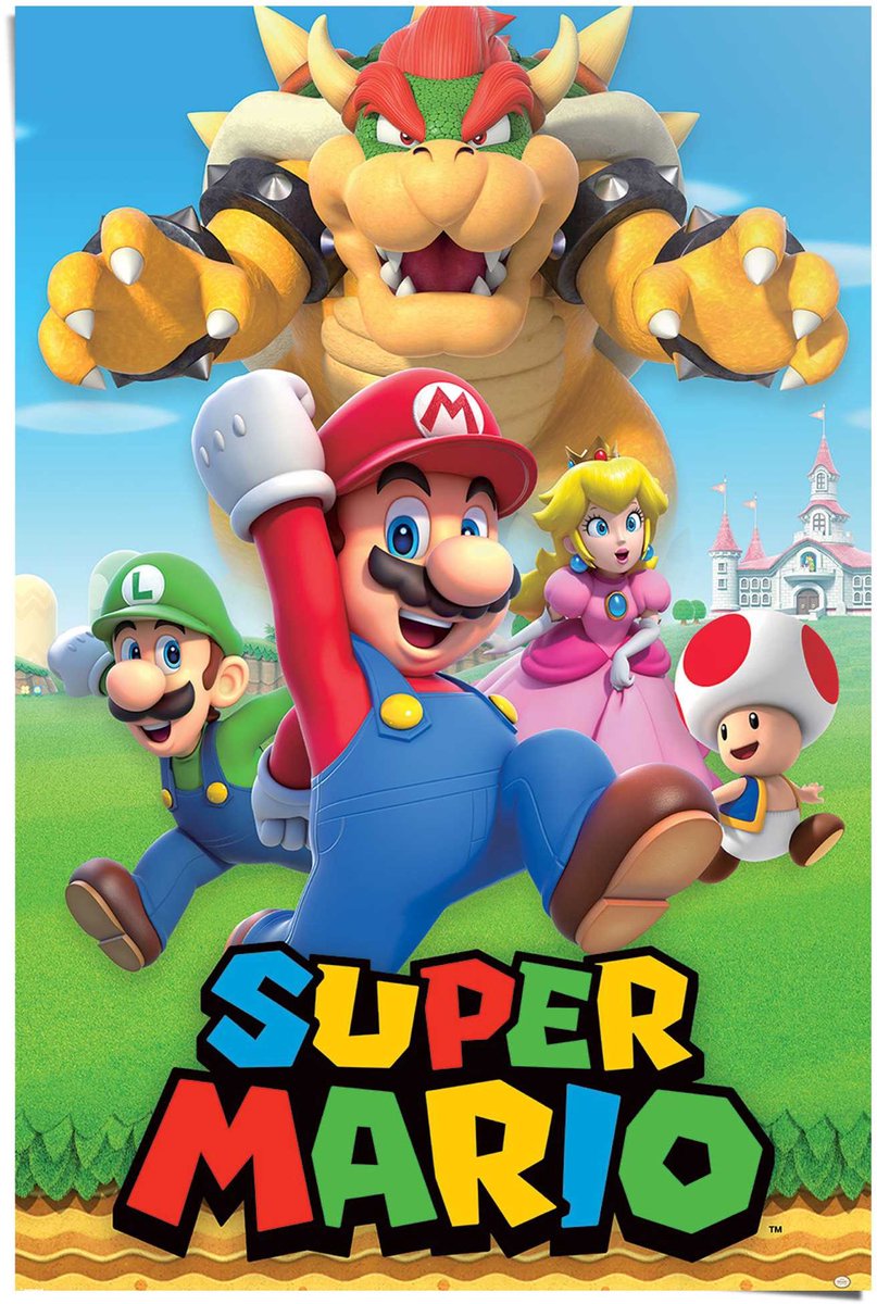 Reinders Poster Super Mario - character montage - 91,5 x 61 - Papier - REINDERS Bonte kleuren