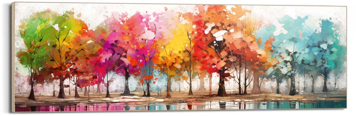 Schilderij Kleurrijk Bos - 52 x 156 - Hout - REINDERS