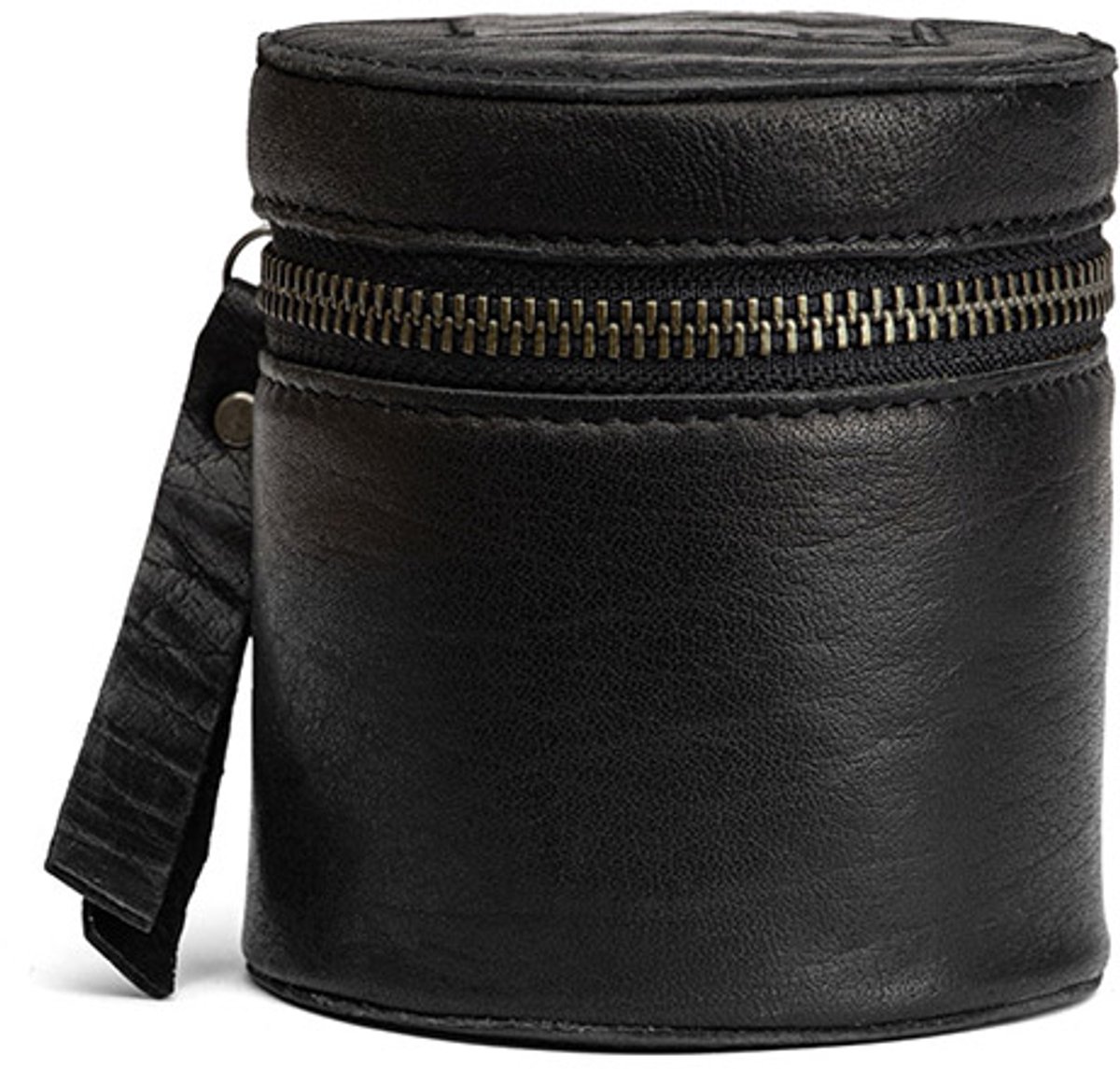 MUUD Helsinki XL Black - Handgemaakt leren ronde kubus voor handwerk accessoires 9.5x9cm