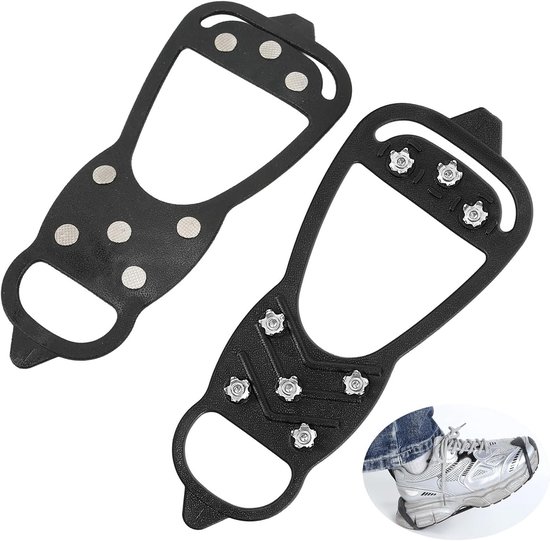 1 paar - Anti Slip Sneeuwzolen - Schoenmaat 41-46 - Schoenovertrekken - Antislipzolen - Grip Schoenspikes - Sneeuwijzers - Antislip Schoenspikes - Sneeuwijzers - Veilig Lopen Op Sneeuw En Ijs - Voor Ijsschoenen En SkiëN - Zwart