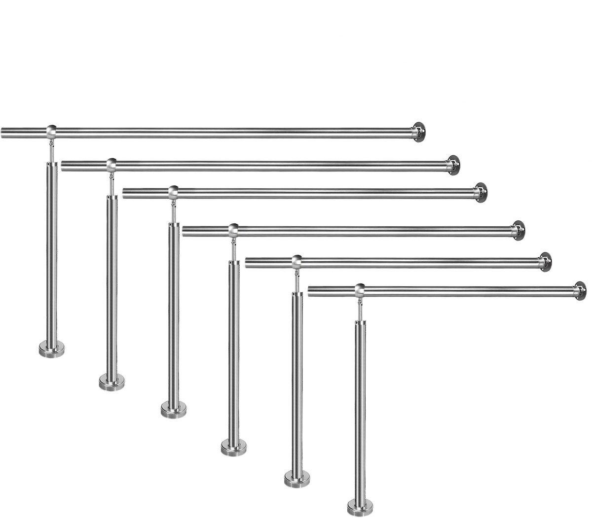 Aufun Roestvrijstalen entreeleuning - 180 x 90 cm - leuning voor binnen en buiten - zilver