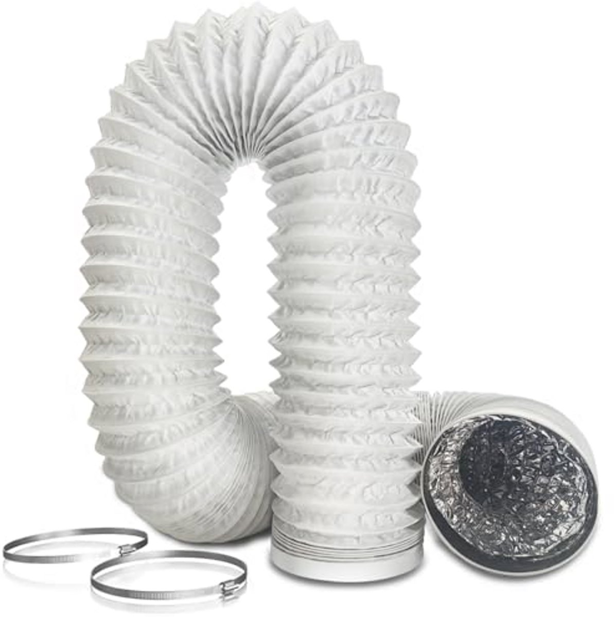PVC Afvoerbuis Ø 150 mm voor Flexibele Ventilatie - Roestvrij Staal Klemmen