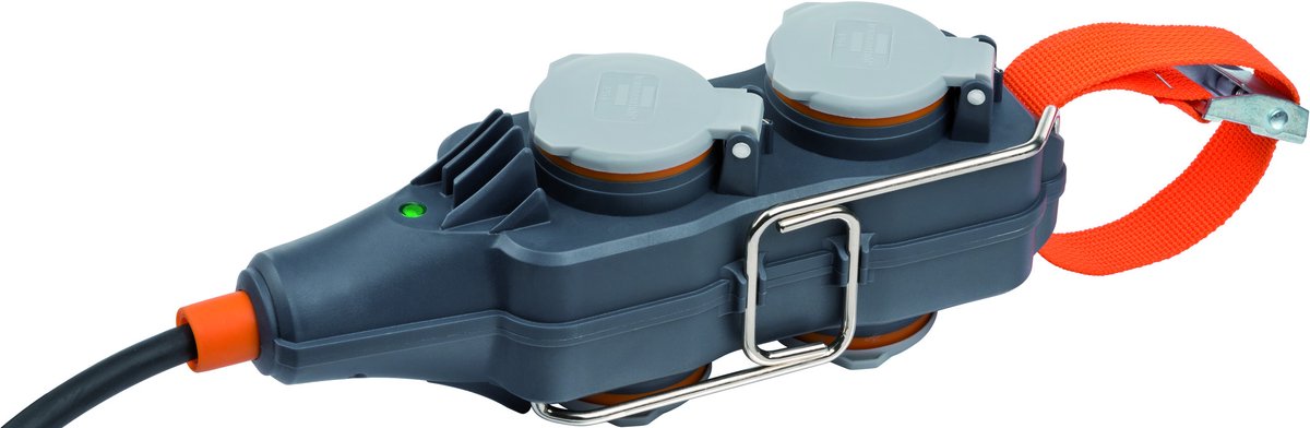 Brennenstuhl 1151711 Powerblock verlengsnoer met 4 stopcontacten met flipcover, IP44 H07RN-F 3G1,5, zwart, geel, 1151711