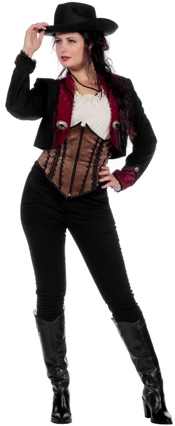 Wilbers & Wilbers - Costume de Cowboy & Cowgirl - Western authentique Lady Celeste - Femme - Marron, Zwart, Wit / Beige - Taille 46 - Déguisements - Déguisements