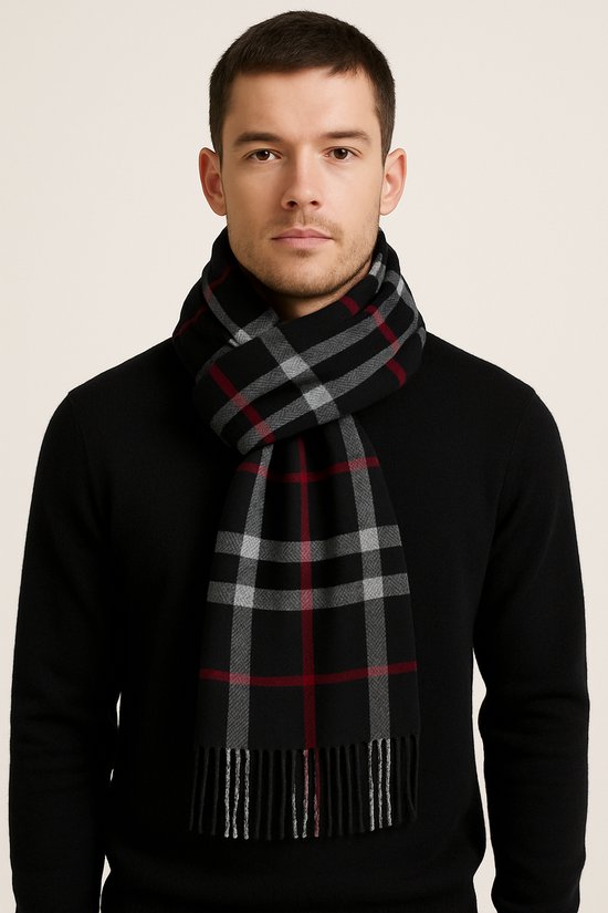 winter Sjaal - Black Midnight Check Scarf