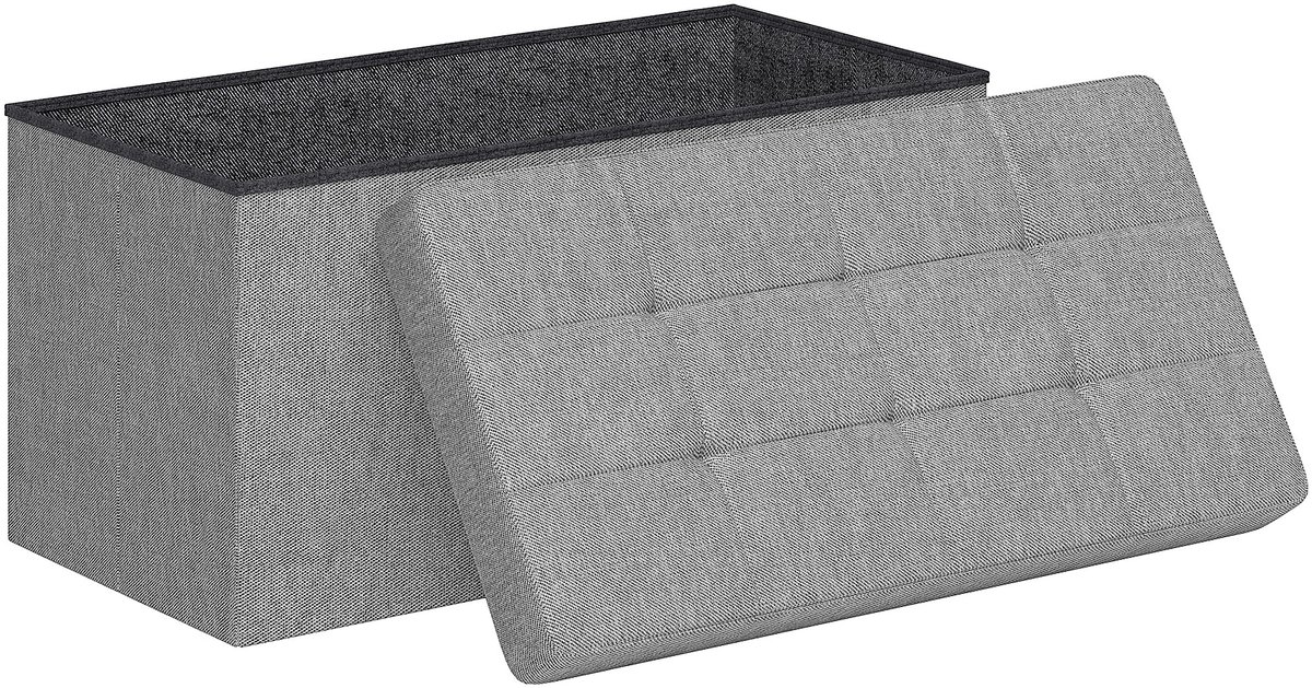 HOMCOM-Opbergottoman-Polyester-76x38x38cm-Lichtgrijs