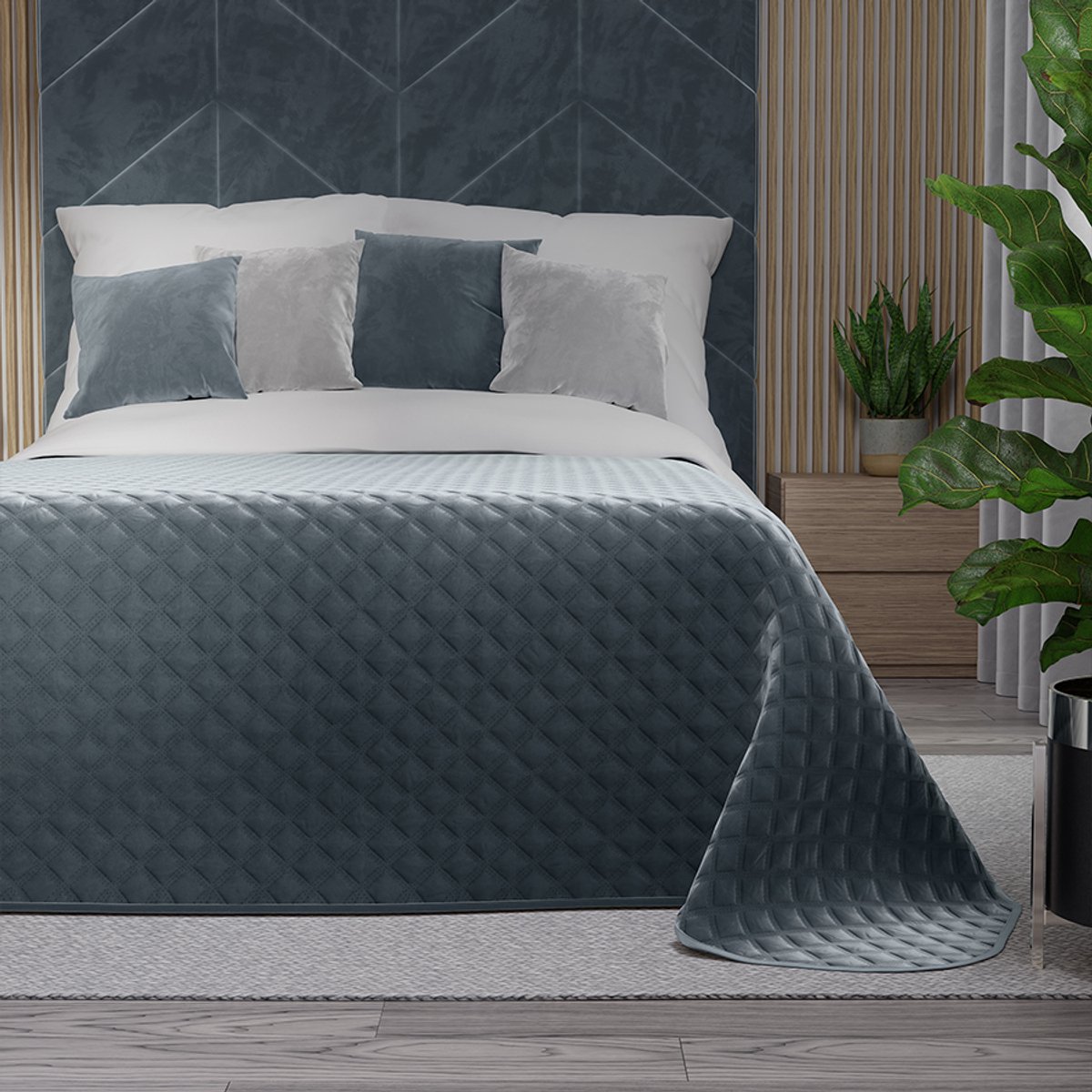 VELVI Dekoratieve Plaid 220x240cm - Geometrisch Blauw