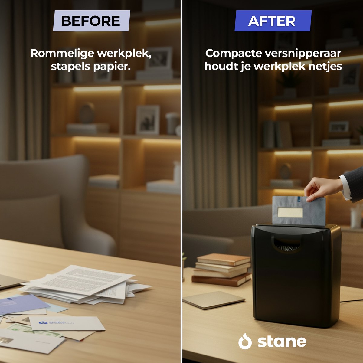 Stane Papierversnipperaar – Papiervernietiger voor Thuis en Kantoor – Shredder Vernietigt Creditcard - Versnipper 6 A4 Vellen in 1 Keer – 10L OpvangBak - Zwart thumbnail 8