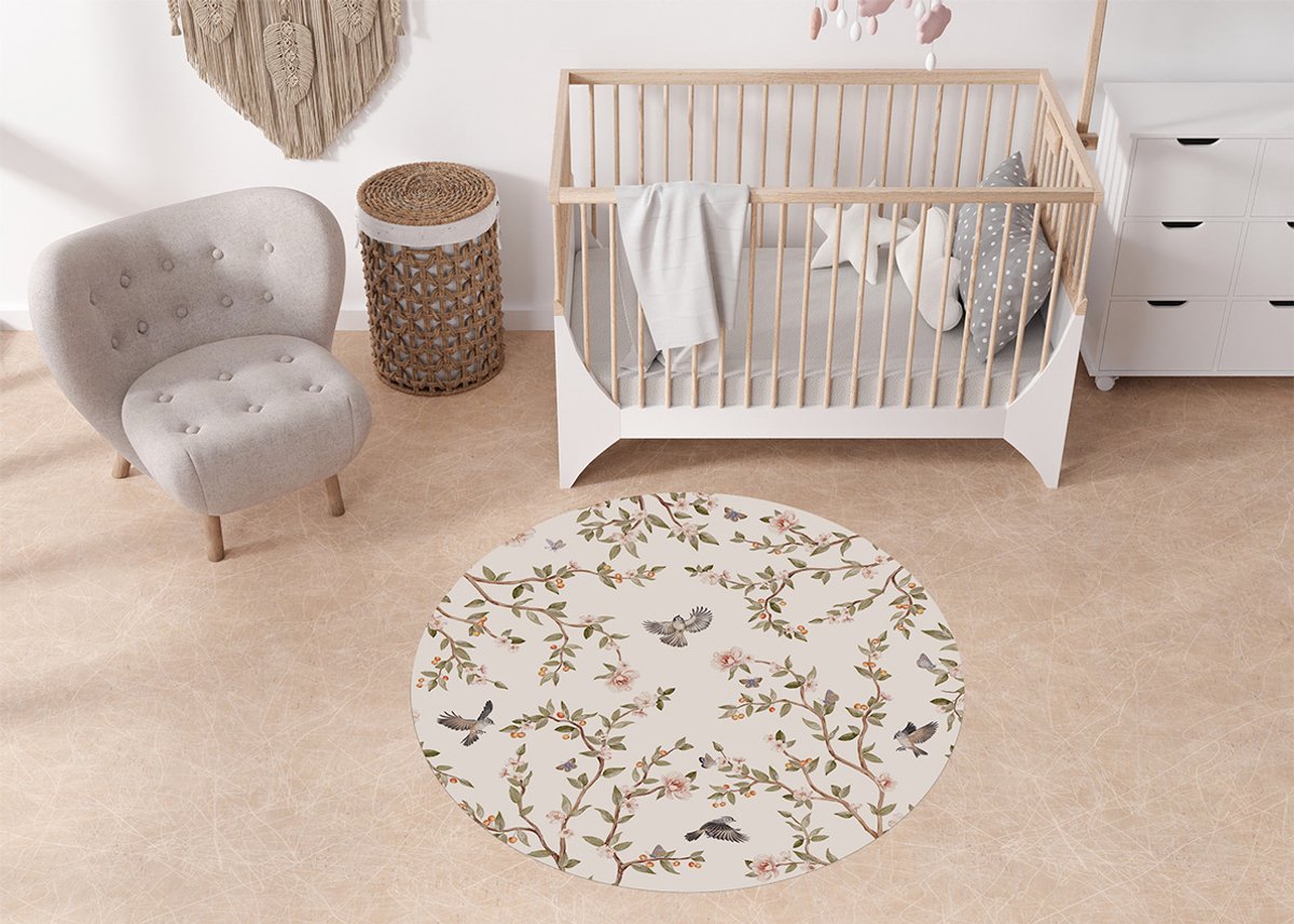 Rond Vinyl zeil Summer Roses Kikki Belle-Vinyl kleed-kinderkameraccessoires-bloemig-100cm-kinderkamer-kleed