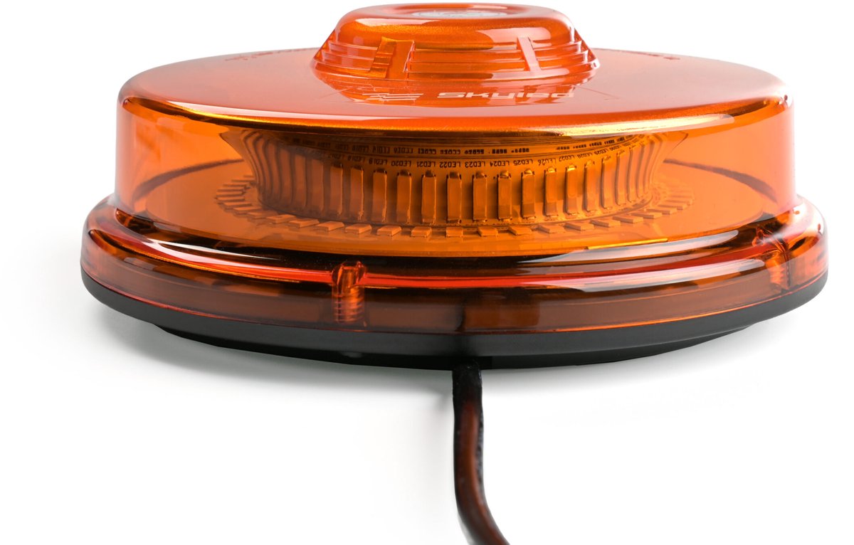 SKYLED UFO LED-waarschuwingslamp 12-24 V – magneetbevestiging – oranje lens – R65 – R10 - Ø151 mm x H59 mm 8 flits patronen