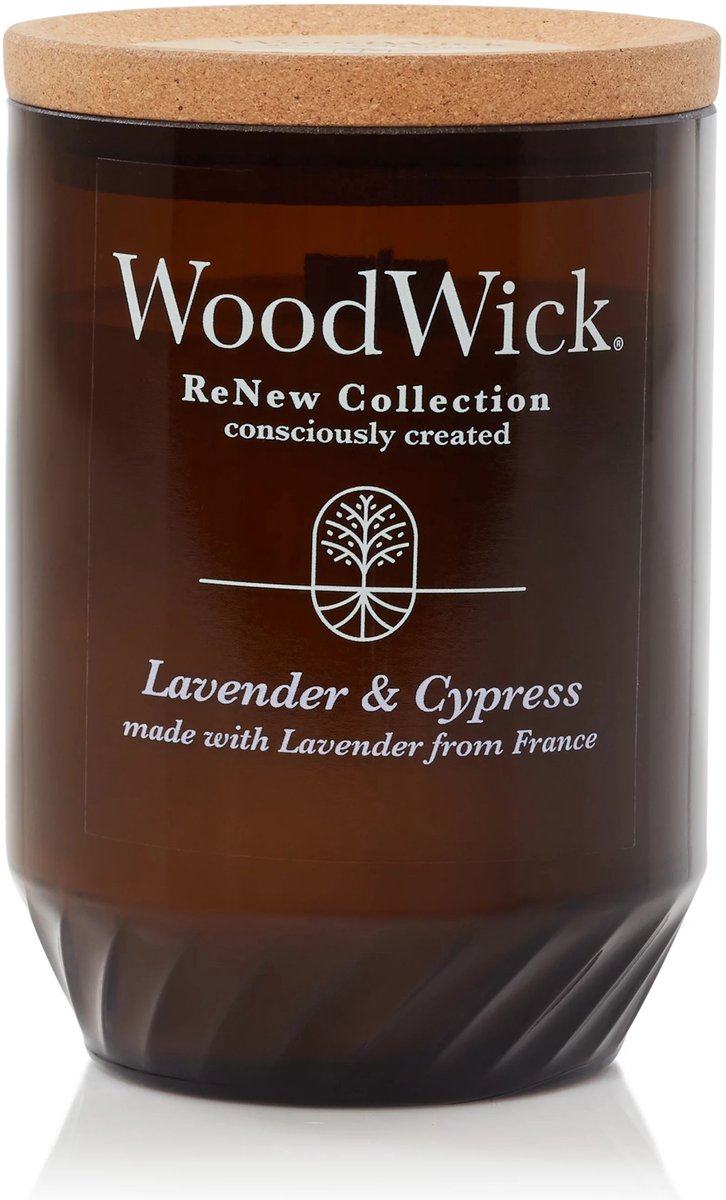 WoodWick ReNew Large Geurkaars - Lavender & Cypress - 75 branduren