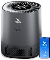 Vibrix PureFlow15 Pro Luchtreiniger / Air Purifier – HEPA H14 + koolstoffilter inbegrepen – 100 m³/u, voor kamers tot ca. 15 m² – Ionisator – App-bediening – Zeer stil & slaapstand – Luchtkwaliteitindicator – Helpt bij stof, pollen & huisstofmijt