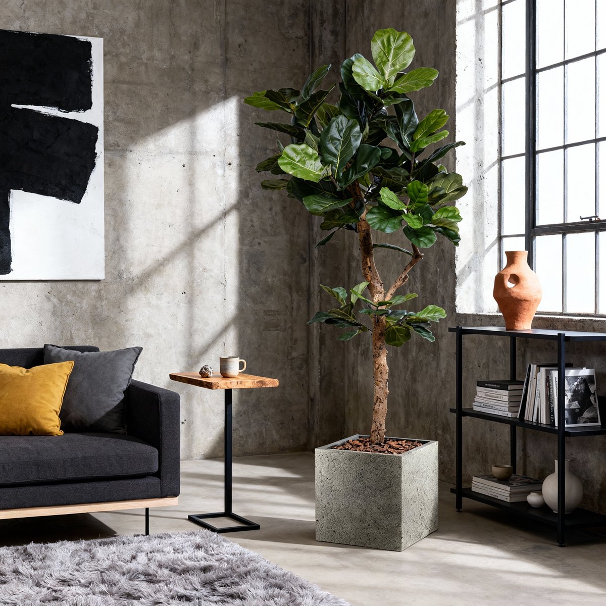maxifleur Kunstplanten Lyrata Deluxe kunstboom Y stam 210cm Groen