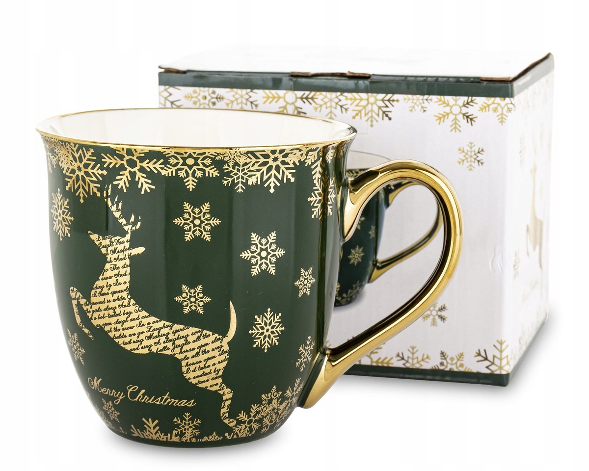 Kerstmok Groen Porselein 560ml - Feestelijk Cadeau