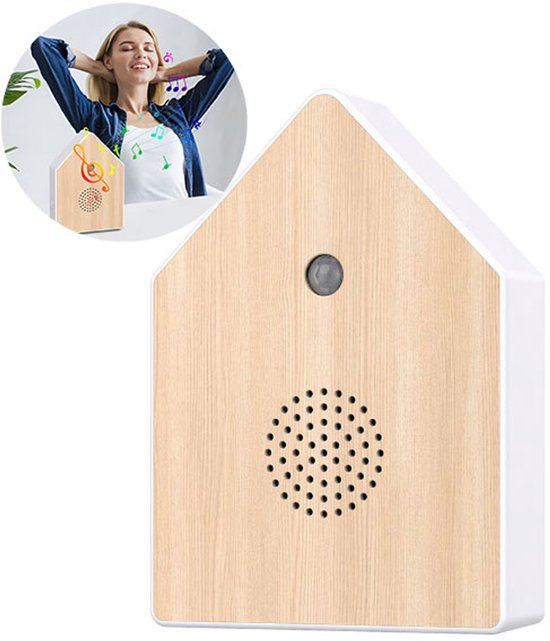 Nichoir sonore pour oiseaux - Nichoir avec détecteur de mouvement - Volume réglable - 11 x 3,5 x 15,2 cm - Capteur - Toilettes, salle de bain, couloir, bureau - Idée cadeau pour femmes et hommes - Marron