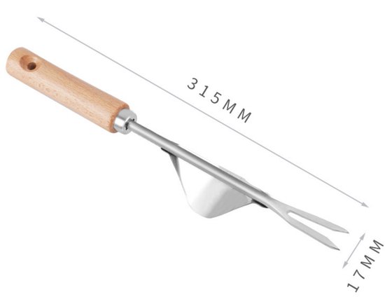 Onkruidverwijderaar van roestvrij staal - Wortelwiedmachine met houten handvat - Geschikt voor graven, wieden en losmaken van de grond Handmatige wiedmachine - Cadeau voor de tuinier - 31,5 x 1,7 cm van Xclou — afbeelding 2